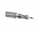 Кабель витая пара, экранированная F/ UTP, категория 6, 4 пары (23 AWG), одножильный (solid), с разделителем, –20°C – +75°C, Цвет: серый, оболочка PVC нг(А)-LS. (ADV6-F23PG (305M))