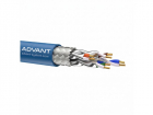 Кабель витая пара, экранированная S/ FTP, категория 6a, 4 пары 4х2х0.57 (23 AWG), одножильный (solid), с разделителем, LSZH, –20°C – +75°C, Цвет: Синий, оболочка LSZH. Соответствует стандарту пожарной безопасности IEC-60332-3-24. Упаковка 305 метров. (ADV6A-S23LB (305M))