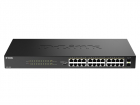 Коммутатор D-Link Конфигурируемый PoE-коммутатор, 24x1000Base-T PoE, 2x1000Base-X SFP, PoE-бюджет 240 Вт, дальность PoE до 250 м, DIP-переключатель, корпус металл