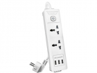 Сетевой фильтр универсальный Deli ET407/ 3розетки + 3USB , 2 м, (ET407)