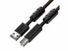 GCR Кабель PROF 0.75m USB 2.0, AM/ BM, черно-прозрачный, ферритовые кольца, 28/ 24 AWG, экран, армированный, морозостойкий, GCR-51284, (GCR-51284)