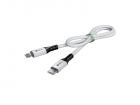 GCR Кабель 0.7m TypeC/Lightning MFI POWER DELIVERY 18 W, медь, быстрая зарядка, белый, AL case белый, черный ПВХ (GCR-53185)