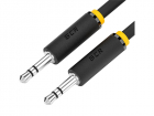 GCR Кабель 5.0m аудио jack 3, 5mm/ jack 3, 5mm черный, желтая окантовка, ультрагибкий, M/ M, Premium, экран, стерео, GCR-53816 (GCR-53816)