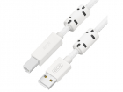 GCR Кабель Premium 1.5m USB 2.0, AM/ BM, белый нейлон, ферритовые кольца, 28/ 24 AWG, экран, армированный, морозостойкий, GCR-54212, (GCR-54212)