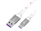 GCR Кабель 1.0m, TypeC, быстрая зарядка 18W, поддержка QC, PD, бело-розовый, AL case серебро, 28/ 24 AWG, GCR-55301, (GCR-55301)