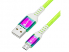 GCR PRO QC Кабель 1.0m MicroUSB, быстрая зарядка, салатовый нейлон, AL корпус GRADIENT, 28/ 24 AWG, GCR-55458, (GCR-55458)