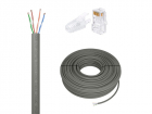 GCR PRO Кабель LAN DIY витая пара 50m в бухте, UTP кат.5e, CCA многопроволочный, cерый + Коннектор RJ-45 8p8c сборный 20шт., GCR-56972 (GCR-56972)
