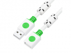 GCR PRO Удлинитель Premium PROF 2.0m USB 2.0 AM/ AF, белый, в оплетке нейлон, ферритовые кольца, 28/ 24 AWG, медь, экран, армирование, заземление, GCR-57657 (GCR-57657)