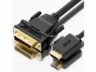 GCR PRO Кабель PROF 0.5m HDMI-DVI, 19M / 25M Dual Link, GOLD, черный, 28 AWG, медь, двойной экран, армирование (GCR-HD2DVI1-0.5M)