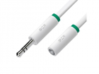 Greenconnect Удлинитель аудио 3.0m jack 3, 5mm/ jack 3, 5mm белый, зеленая окантовка, ультрагибкий, 28AWG, M/ F, Premium GCR-STM1662-3.0m, экран, стерео (GCR-STM1662-3.0M)