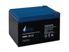 Battery Parus Electro, professional series HML-12-12, voltage 12V, capacity 12Ah (discharge 20 hours), max. discharge current (5sec) 180A, max. charge current 4.8A, lead-acid type AGM, terminals F2, LxWxH 151x98x95mm., full height with terminals 101mm., weight 4kg., service life 12 years. (HML-12-12)