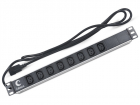 Блок розеток Cabeus PDU-8I-2IEC Блок розеток для 19" шкафов, гор., 8 розеток IEC 320 C13, 10 A, без выключателя, алюм. корпус, шнур 2 м, вилка IEC 320 C14