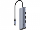 Концентратор USB/ 6-IN-1 USB Hub, Aluminium housing, 1 USB-C 3.0 5Gbps male connecter with 25cm cable, 1x 4K@60Hz HDMI Port, 1 Gigabit Ethernet port, 3 USB-A 3.0 5Gbps Port, 1 USB-C power input Ports(5V/ 2A max), compatible with MacBook, Mac Pro, Mac mini, iMac, Surface Pro, XPS, Flash Drive, Mobile HDD (UH606)