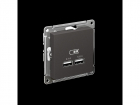 Розетка/ ATLASDESIGN USB розетка A+A, 5В/2, 1 А, 2х5В/1, 05 А, механизм, базальт (ATN001433)