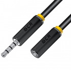 GCR PRO Удлинитель для гарнитуры 0.15m jack 3, 5mm/jack 3, 5mm черный, медь, 28AWG, M/F (GCR-53262)