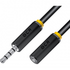 GCR Удлинитель для гарнитуры 0.5m jack 3, 5mm/ jack 3, 5mm черный, желтая окантовка, 28AWG, M/ F, GCR-53998, (GCR-53998)