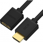 GCR Удлинитель 3.0m HDMI-HDMI, M/ F, поддержка 4K, Full HD, 10.2 Гбит/ c, черный, 24K GOLD, 30/ 30 AWG, 2 Х экран (GCR-54447)