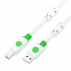 GCR PRO Кабель Premium 5.0m USB 2.0, AM/ BM, в оплетке нейлон, белый, ферритовые кольца, 28/ 24 AWG, медь, экран, армирование, GCR-57691 (GCR-57691)