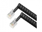 GCR Телефонный шнур витой для трубки 2.0m, RJ9 4P4C (джек), медь, черный (GCR-TPC4P4C2-2.0M)