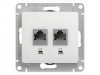 Розетка/ Розетка Glossa двойная компьютерная RJ45 + RJ45 кат.5E механизм белый (GSL000185KK)