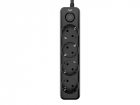Cетевой фильтр AGNI плоский TP-FD4E-2m-black, 4 розетки Schuko, чёрный, кабель 2 метра, мощность нагрузки 4000 Вт, 16А, заземление, защита от короткого замыкания, сечение кабеля 3 х 1.5 кв.мм., размер 235x54x40 мм. (TP-FD4E-2M-BLACK)
