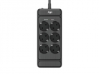 Сетевой фильтр AGNI плоский TP-FS6E-3m-black, 6 розеток Schuko, чёрный, кабель 3 метра, мощность нагрузки 4000 Вт, 16А, заземление, защита от короткого замыкания, сечение кабеля 3 х 1.5 кв.мм., размер 236х101х40 мм. (TP-FS6E-3M-BLACK)